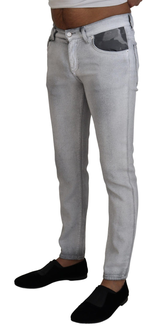 Gray Washed Skinny Men Denim Jeans-Dolce & Gabbana-LabelTerrace.com