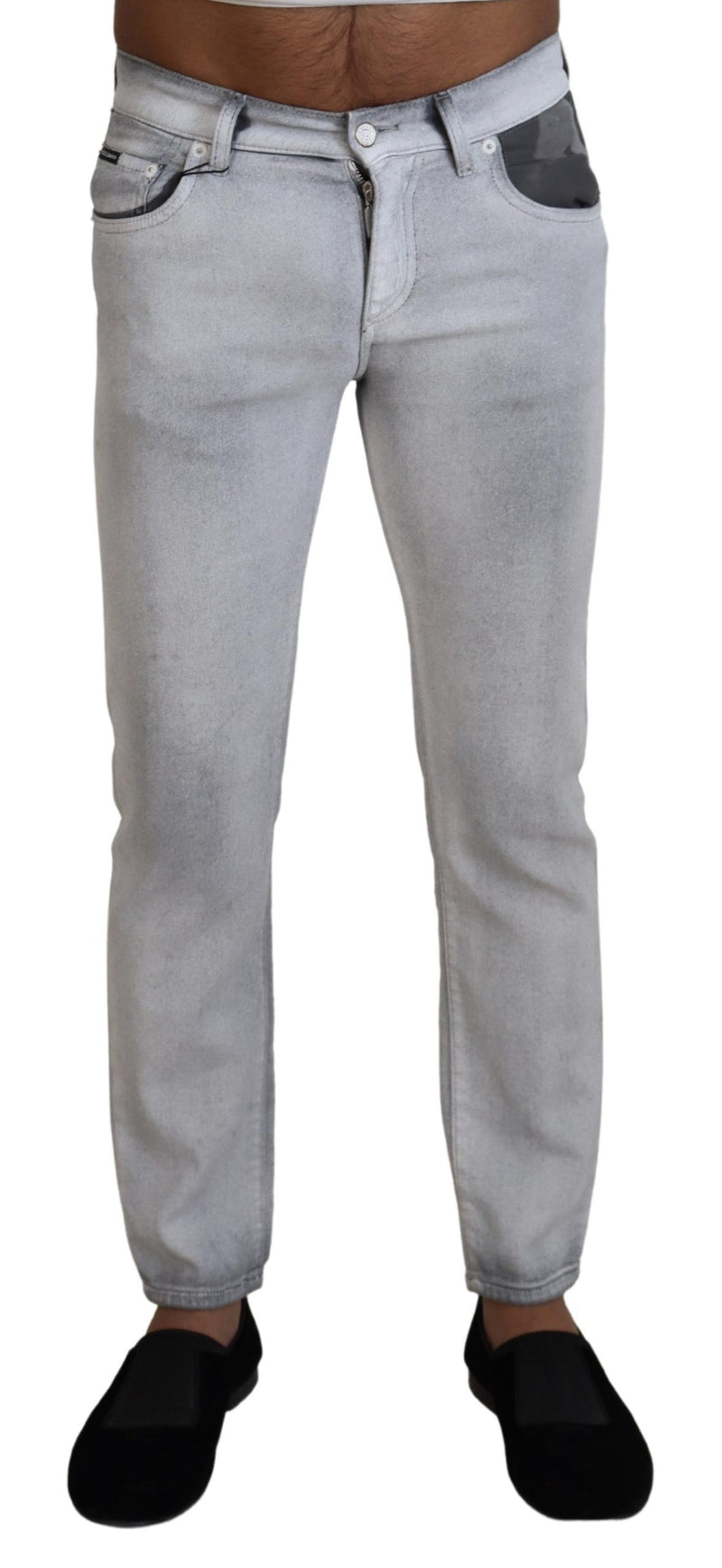 Gray Washed Skinny Men Denim Jeans-Dolce & Gabbana-LabelTerrace.com