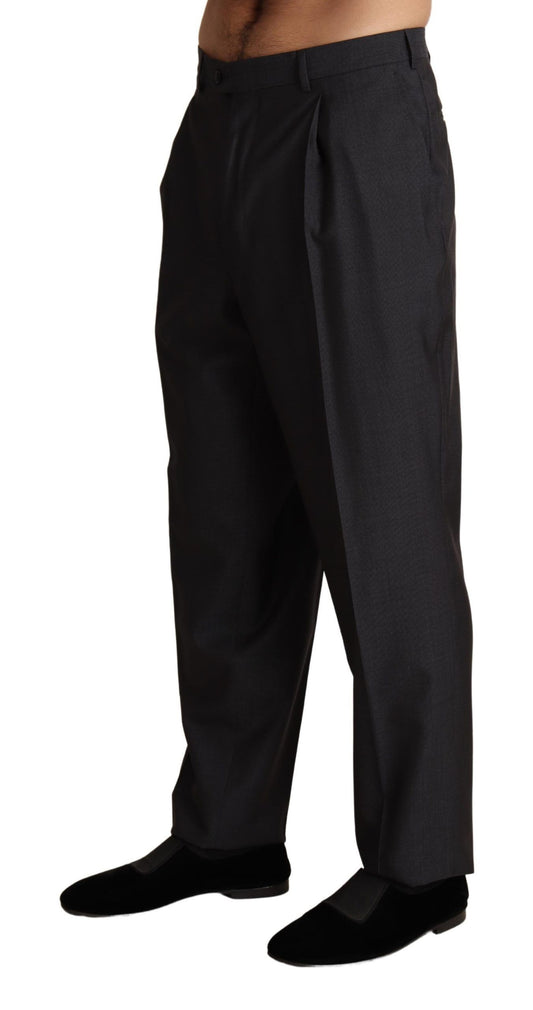 Gray Wool Blend Formal Trousers Pants-Dolce & Gabbana-LabelTerrace.com