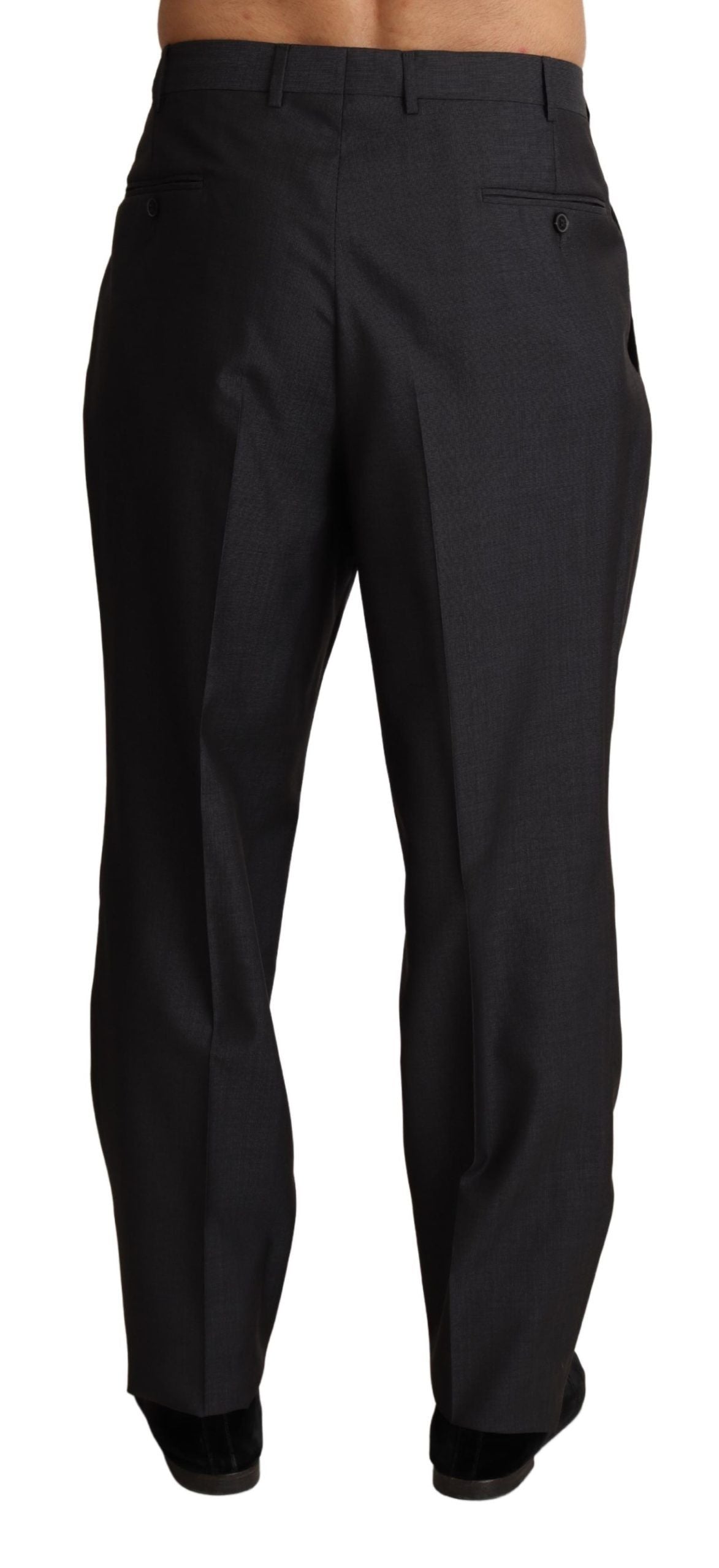 Gray Wool Blend Formal Trousers Pants-Dolce & Gabbana-LabelTerrace.com