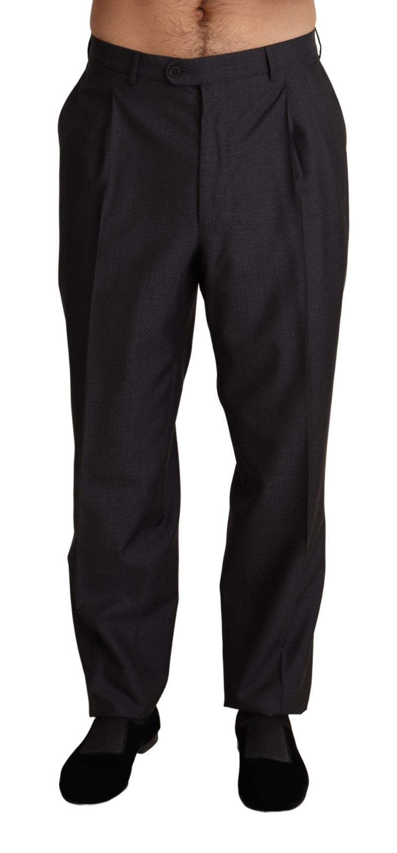 Gray Wool Blend Formal Trousers Pants-Dolce & Gabbana-LabelTerrace.com