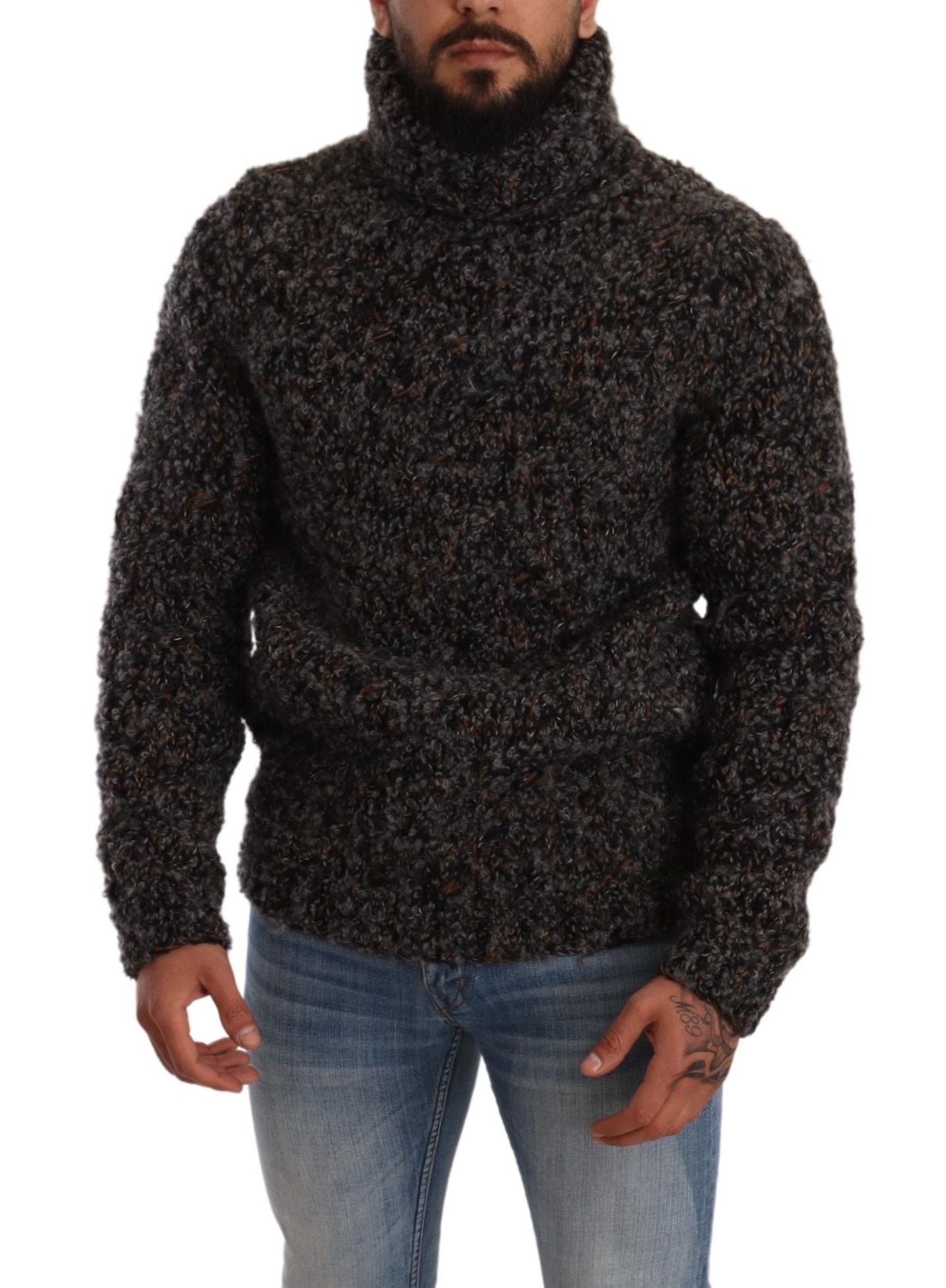 Gray Wool Blend Turtleneck Pullover Sweater-Dolce & Gabbana-LabelTerrace.com