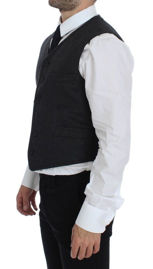Gray Wool Blend Vest Gilet Weste-Dolce & Gabbana-LabelTerrace.com