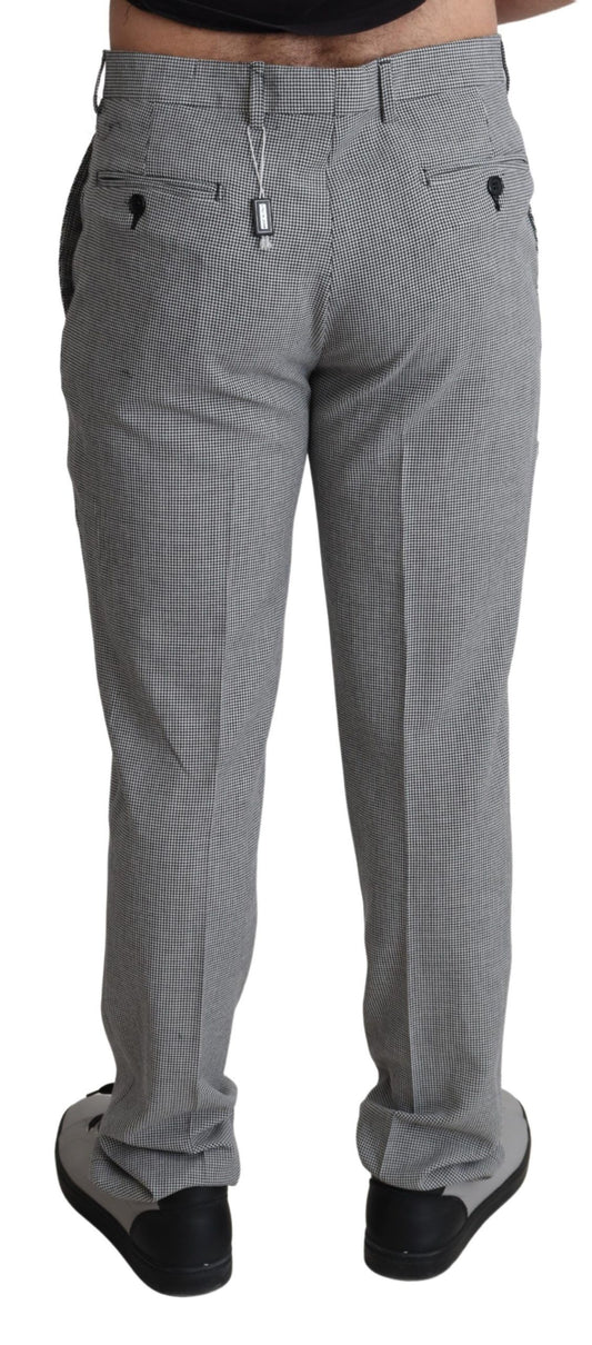 Gray Wool Checkered Dress Men Formal Trouser Pants-BENCIVENGA-LabelTerrace.com