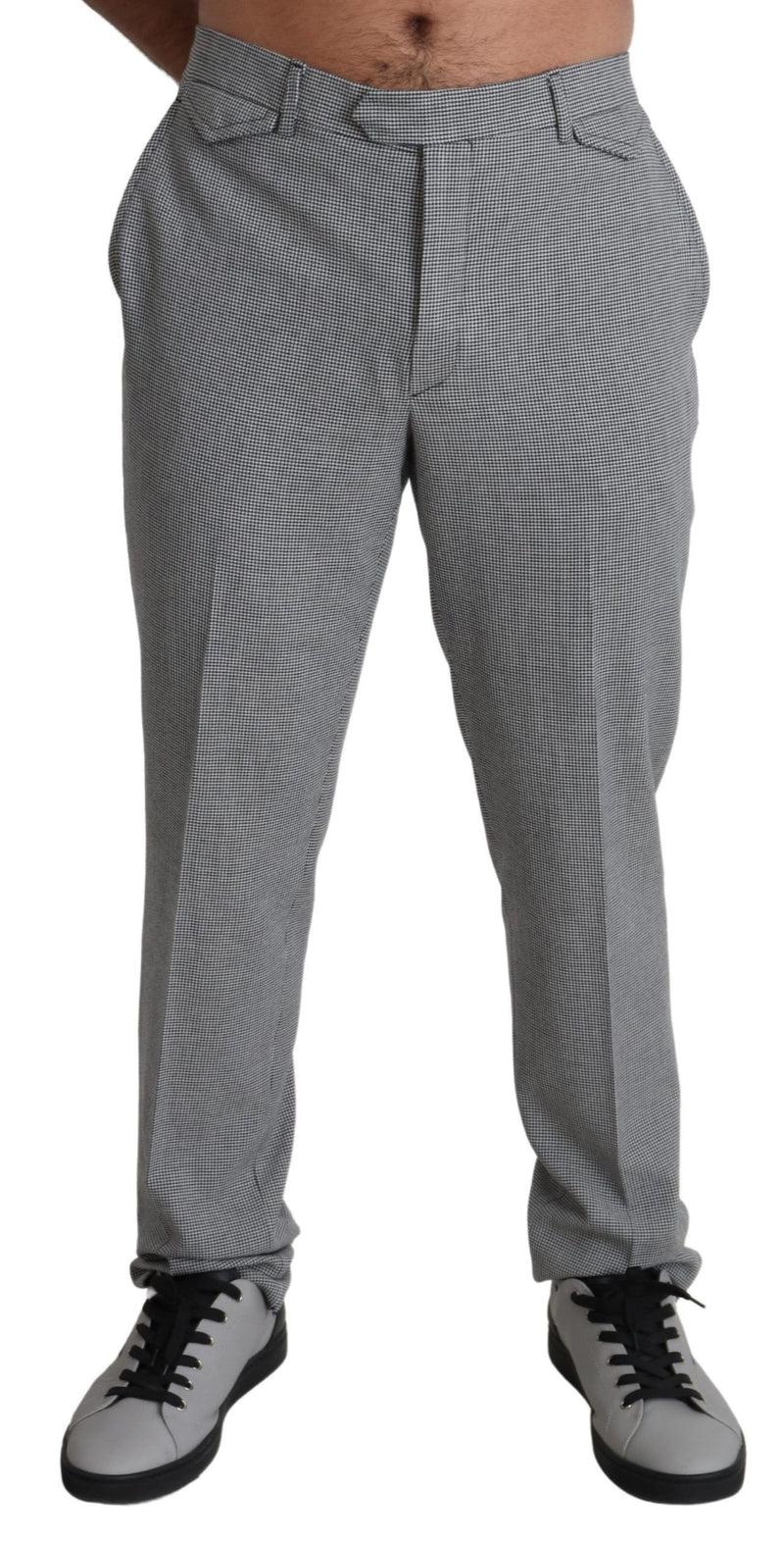 Gray Wool Checkered Dress Men Formal Trouser Pants-BENCIVENGA-LabelTerrace.com