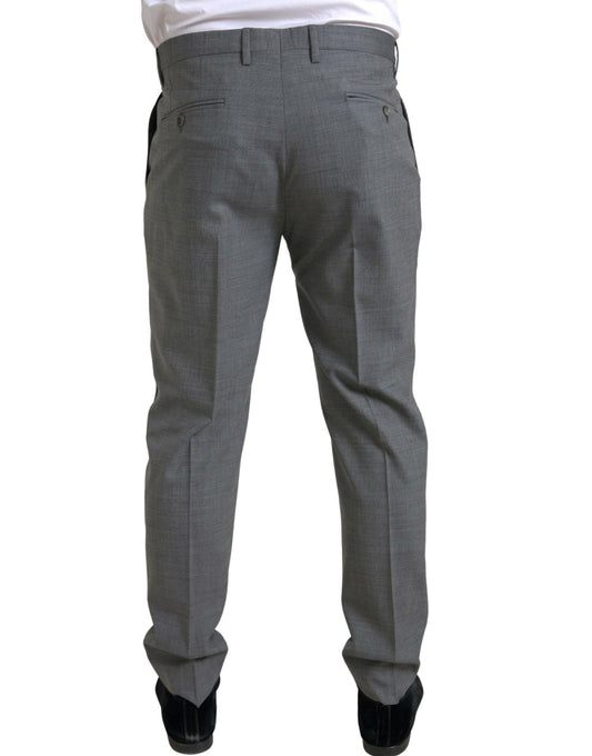 Gray Wool Chino Skinny Men Dress Trouser Pants-Dolce & Gabbana-LabelTerrace.com