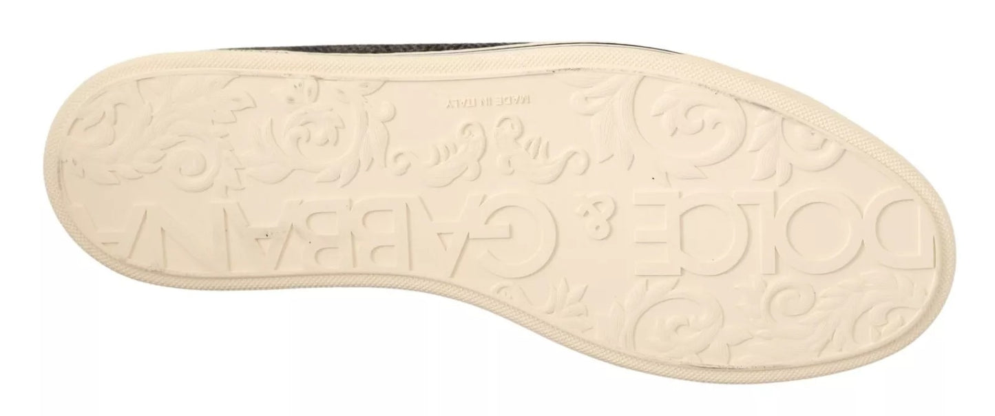 Gray Wool Cotton Casual High Top Sneakers-Dolce & Gabbana-LabelTerrace.com