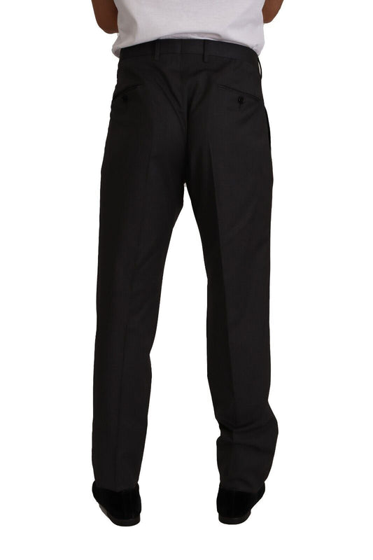 Gray Wool Formal Tuxedo Trouser Dress Pants-Dolce & Gabbana-LabelTerrace.com