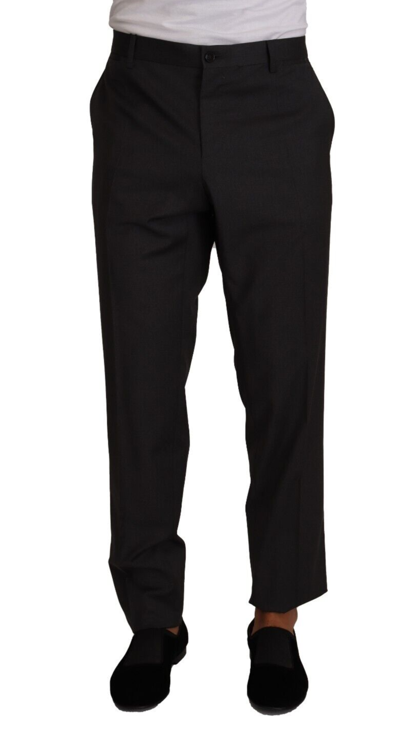 Gray Wool Formal Tuxedo Trouser Dress Pants-Dolce & Gabbana-LabelTerrace.com