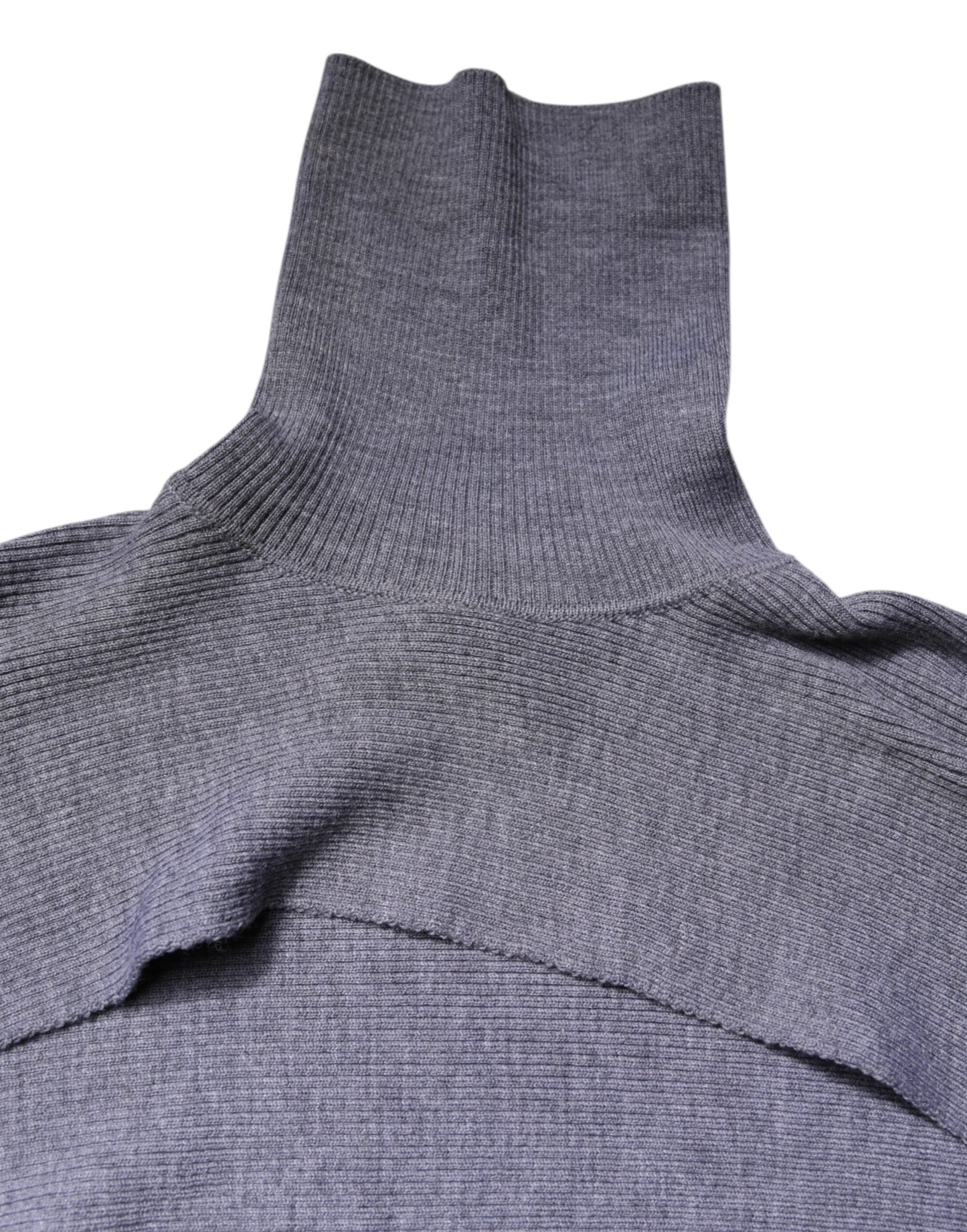 Gray Wool Knit Turtleneck Cropped Top Sweater-Dolce & Gabbana-LabelTerrace.com