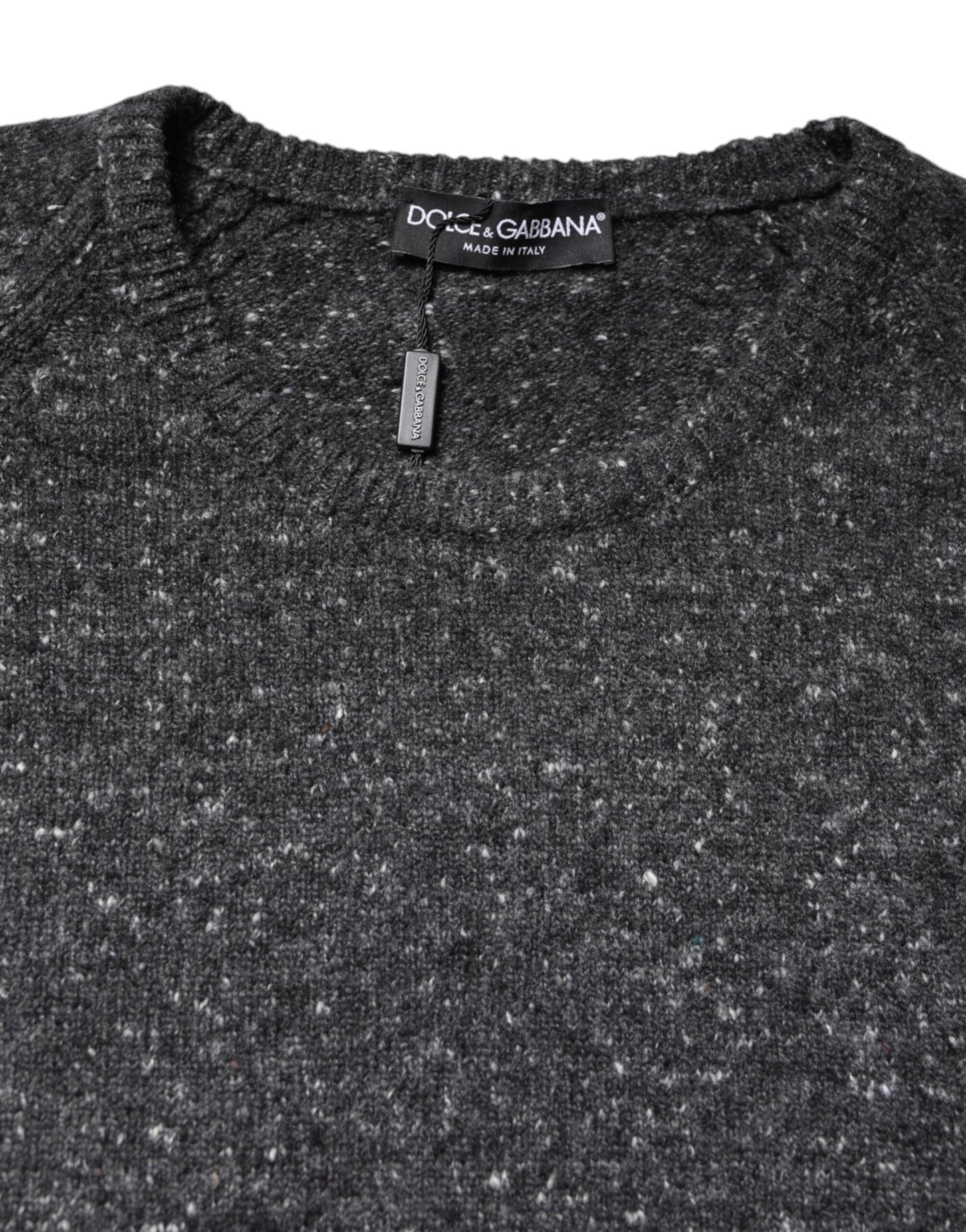 Gray Wool Knitted Round Neck Pullover Sweater-Dolce & Gabbana-LabelTerrace.com