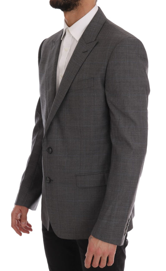 Gray Wool MARTINI Slim Blazer-Dolce & Gabbana-LabelTerrace.com