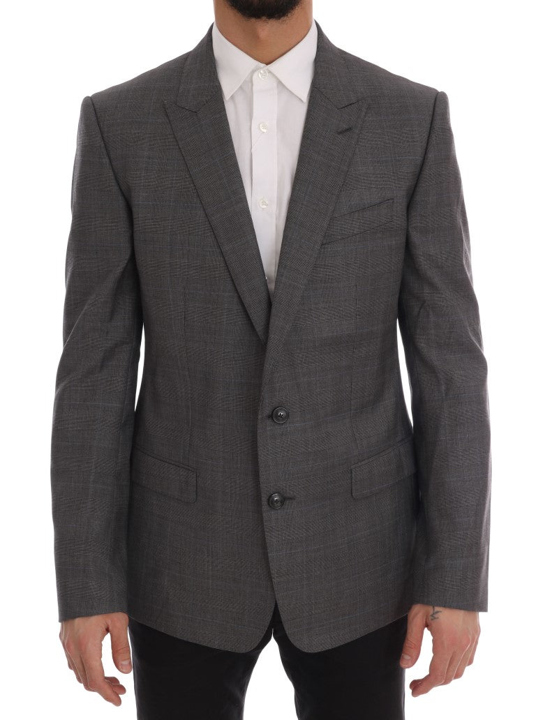 Gray Wool MARTINI Slim Blazer-Dolce & Gabbana-LabelTerrace.com