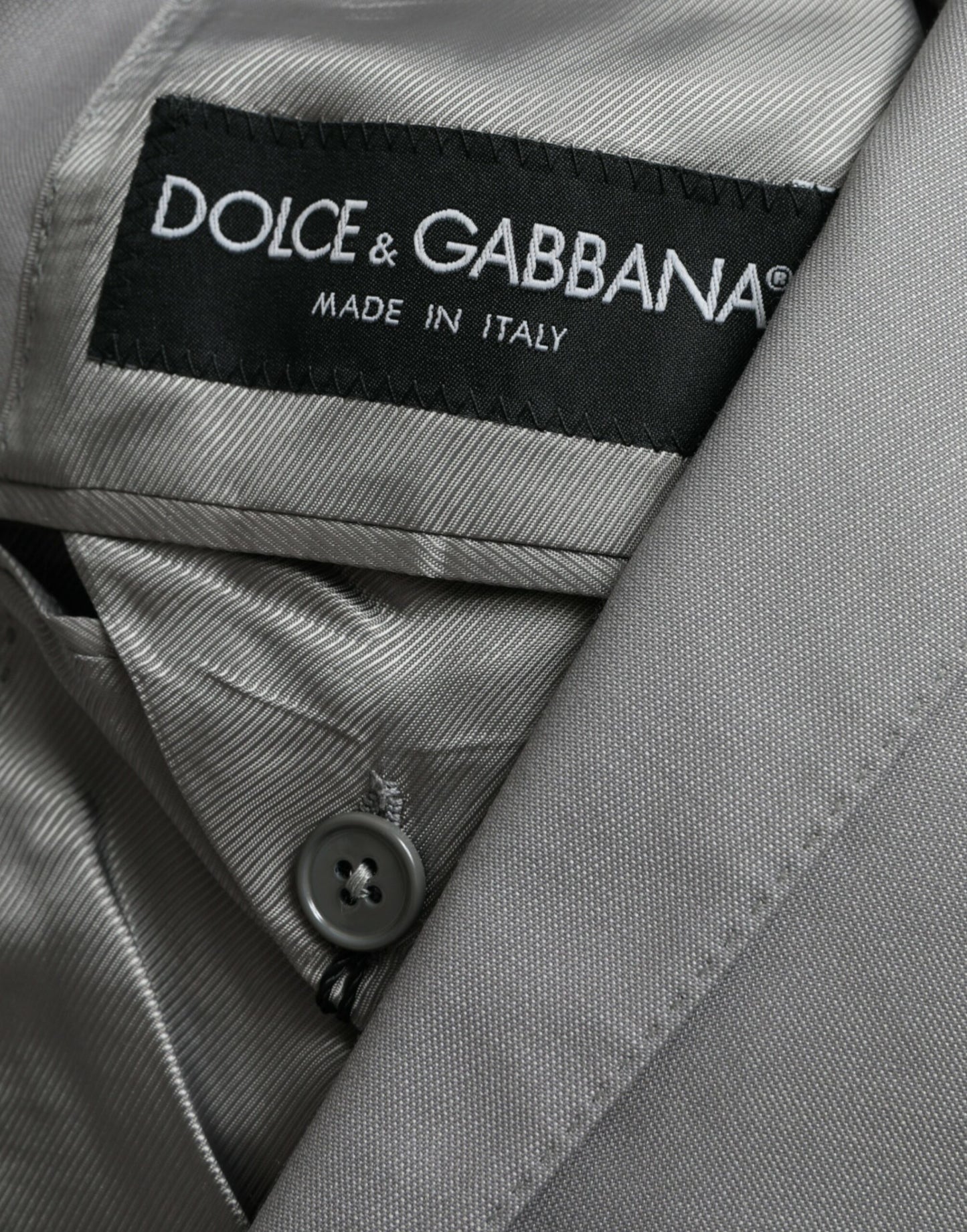 Gray Wool Peak Single Breasted Coat Blazer-Dolce & Gabbana-LabelTerrace.com