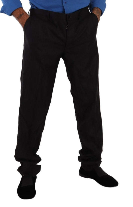 Gray Wool Silk Dress Trouser Dress Pants-Dolce & Gabbana-LabelTerrace.com