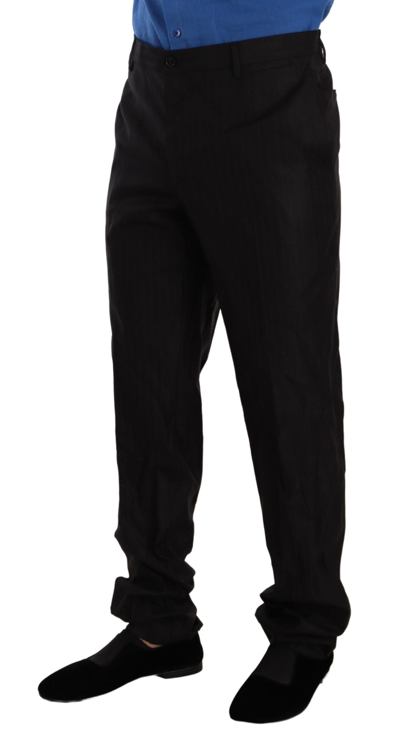 Gray Wool Silk Dress Trouser Dress Pants-Dolce & Gabbana-LabelTerrace.com