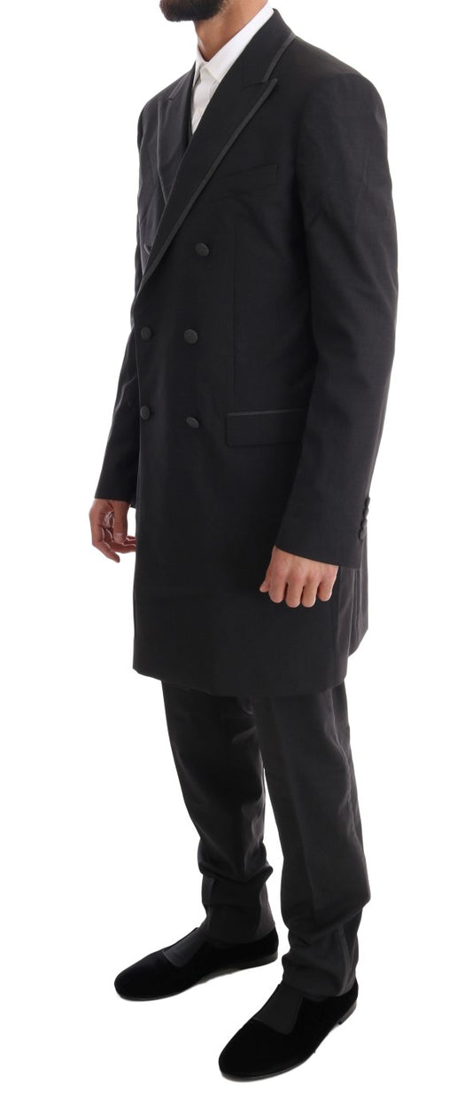 Gray Wool Stretch 3 Piece Two Button Suit-Dolce & Gabbana-LabelTerrace.com