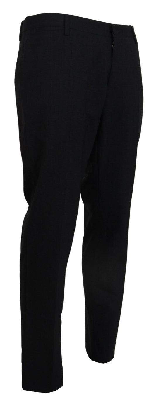 Gray Wool Stretch Dress Formal Slim Fit Pant-Dolce & Gabbana-LabelTerrace.com