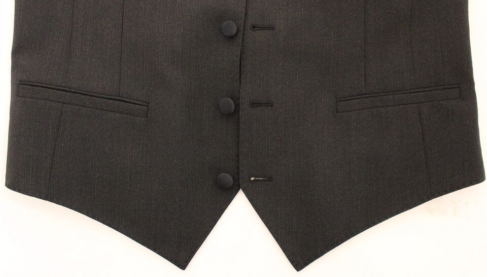 Gray Wool Stretch Dress Vest Blazer-Dolce & Gabbana-LabelTerrace.com