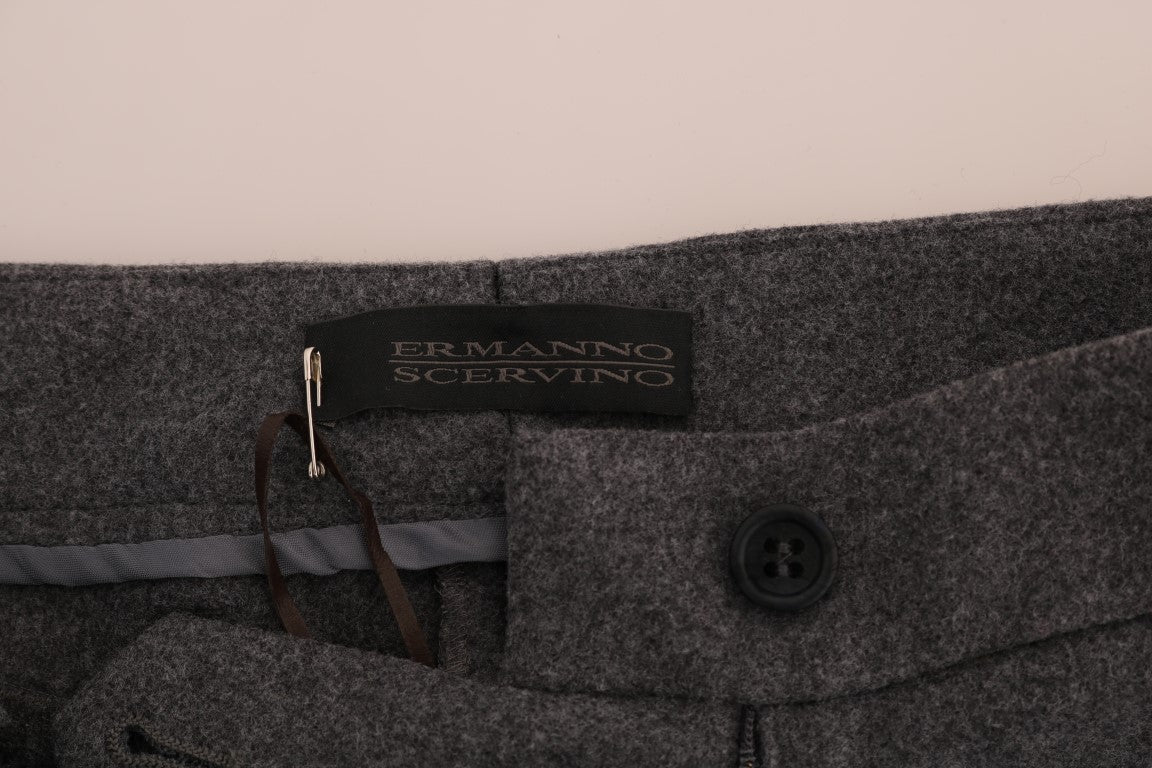 Gray Wool Stretch Slim Pants-Ermanno Scervino-LabelTerrace.com