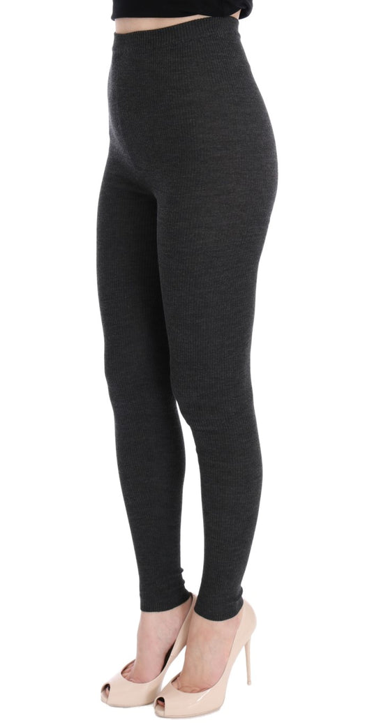 Gray Wool Stretch Tights-Dolce & Gabbana-LabelTerrace.com