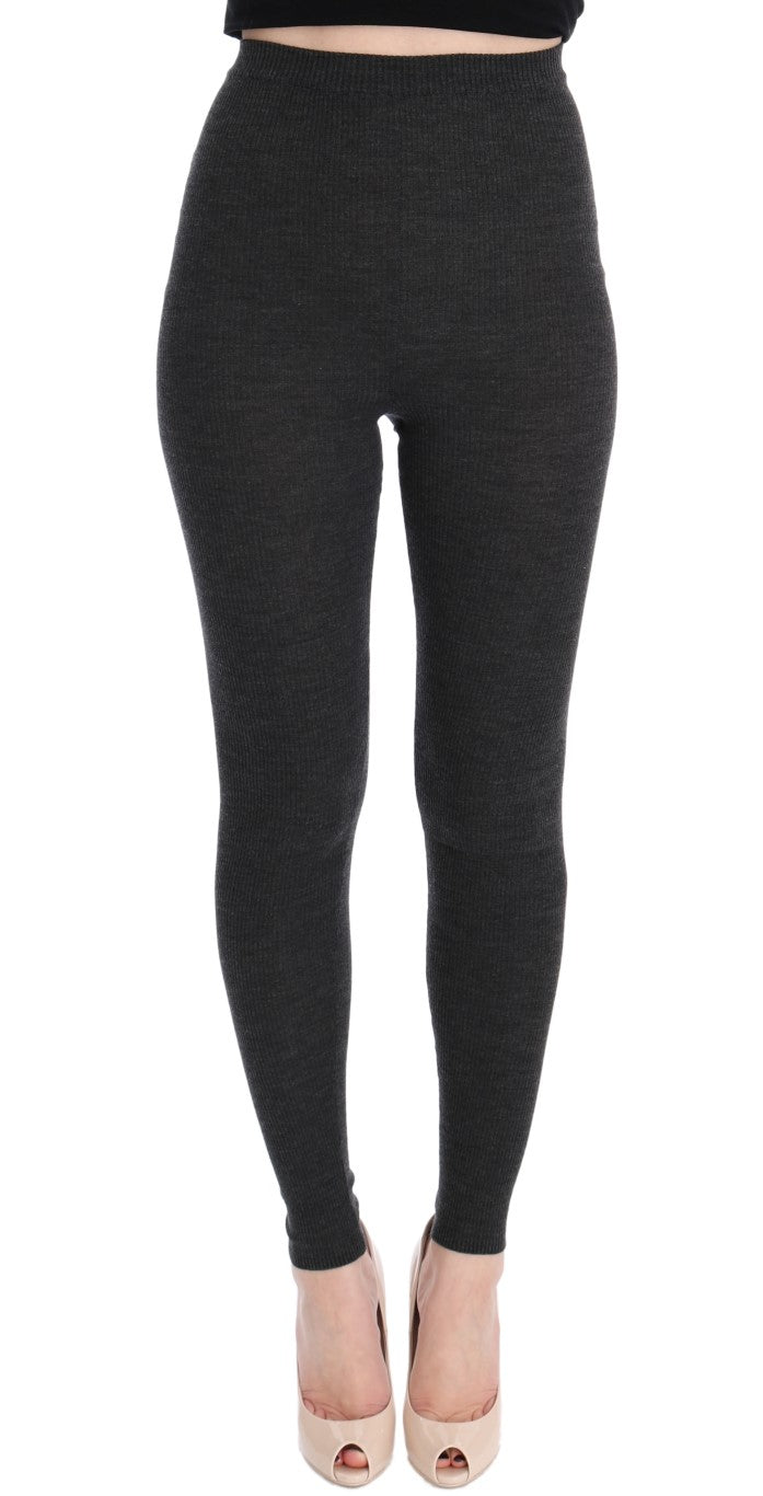 Gray Wool Stretch Tights-Dolce & Gabbana-LabelTerrace.com