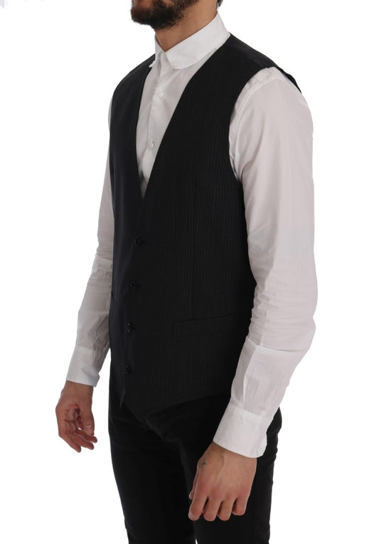 Gray Wool Stretch Vest-Dolce & Gabbana-LabelTerrace.com
