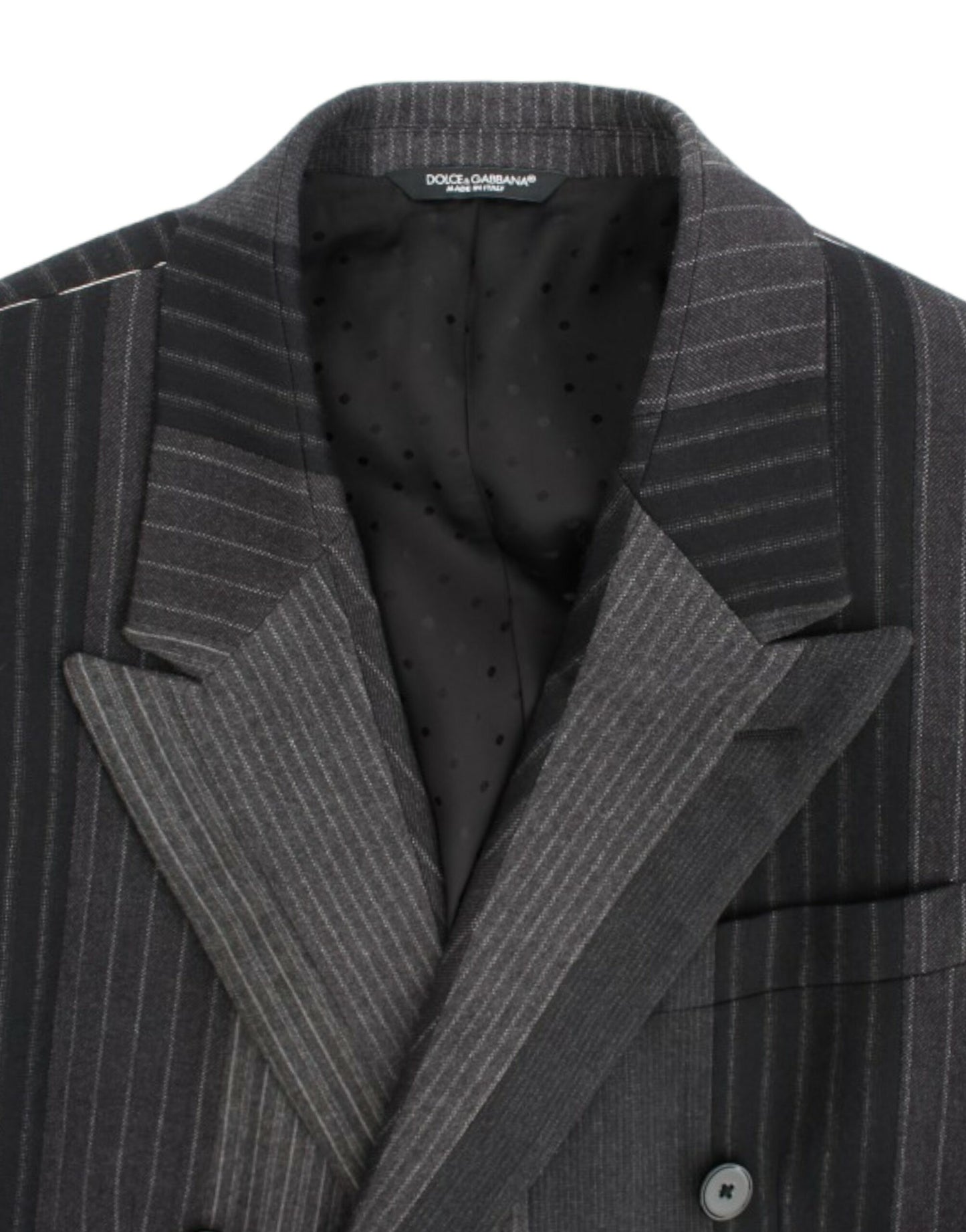 Gray striped wool stretch blazer-Dolce & Gabbana-LabelTerrace.com