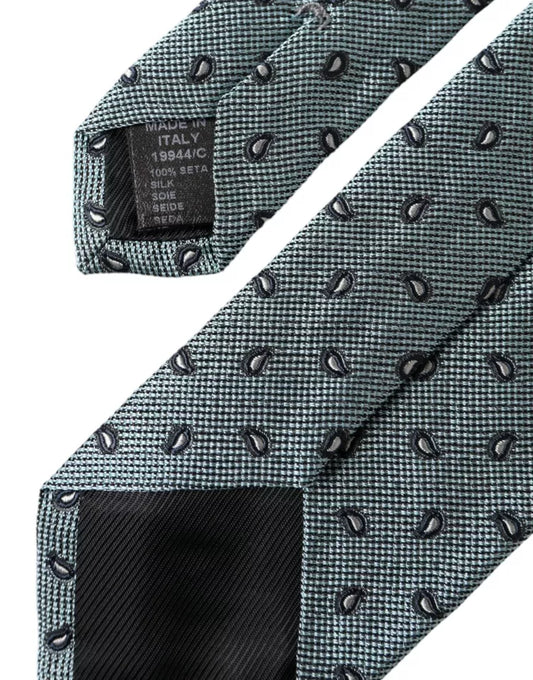 Green 100% Silk Patterned Adjustable Men Tie-Dolce & Gabbana-LabelTerrace.com