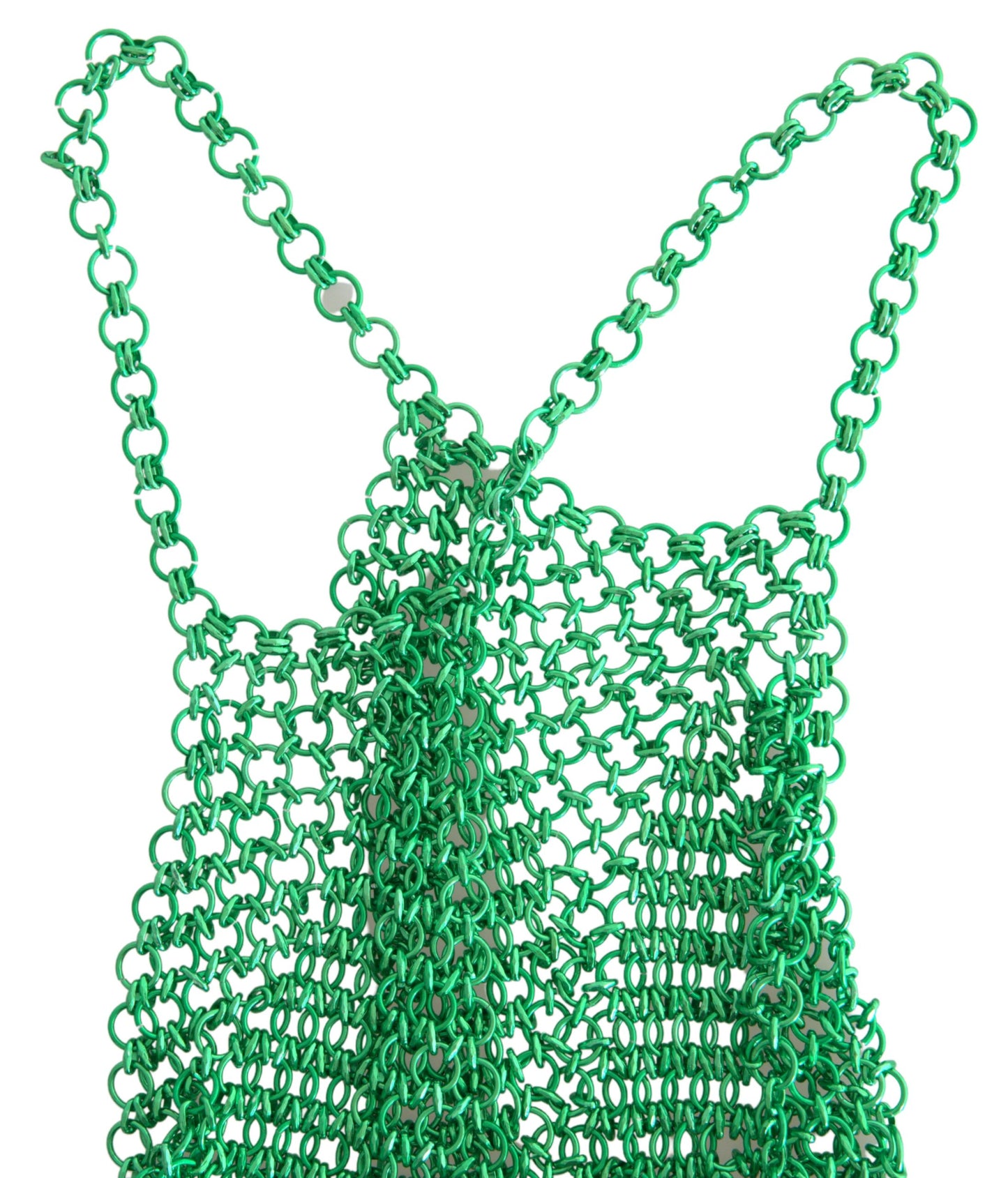 Green Aluminum Sleeveless Halter Cropped Tank Top-Dolce & Gabbana-LabelTerrace.com
