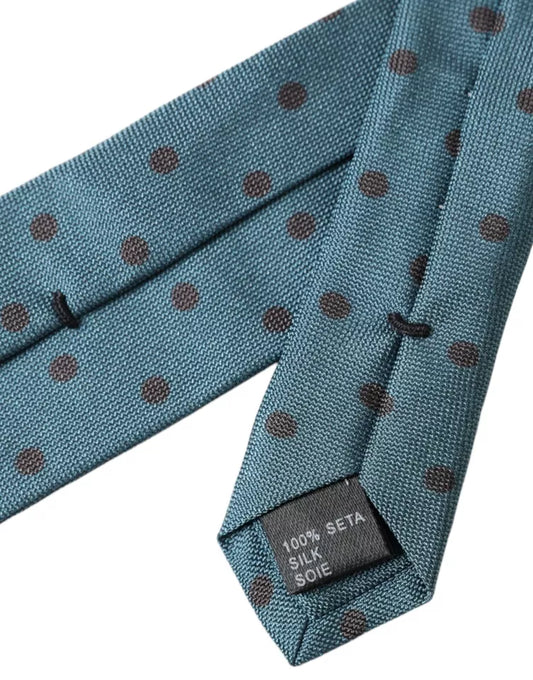 Green Black Polka Dot Silk Adjustable Men Tie-Dolce & Gabbana-LabelTerrace.com