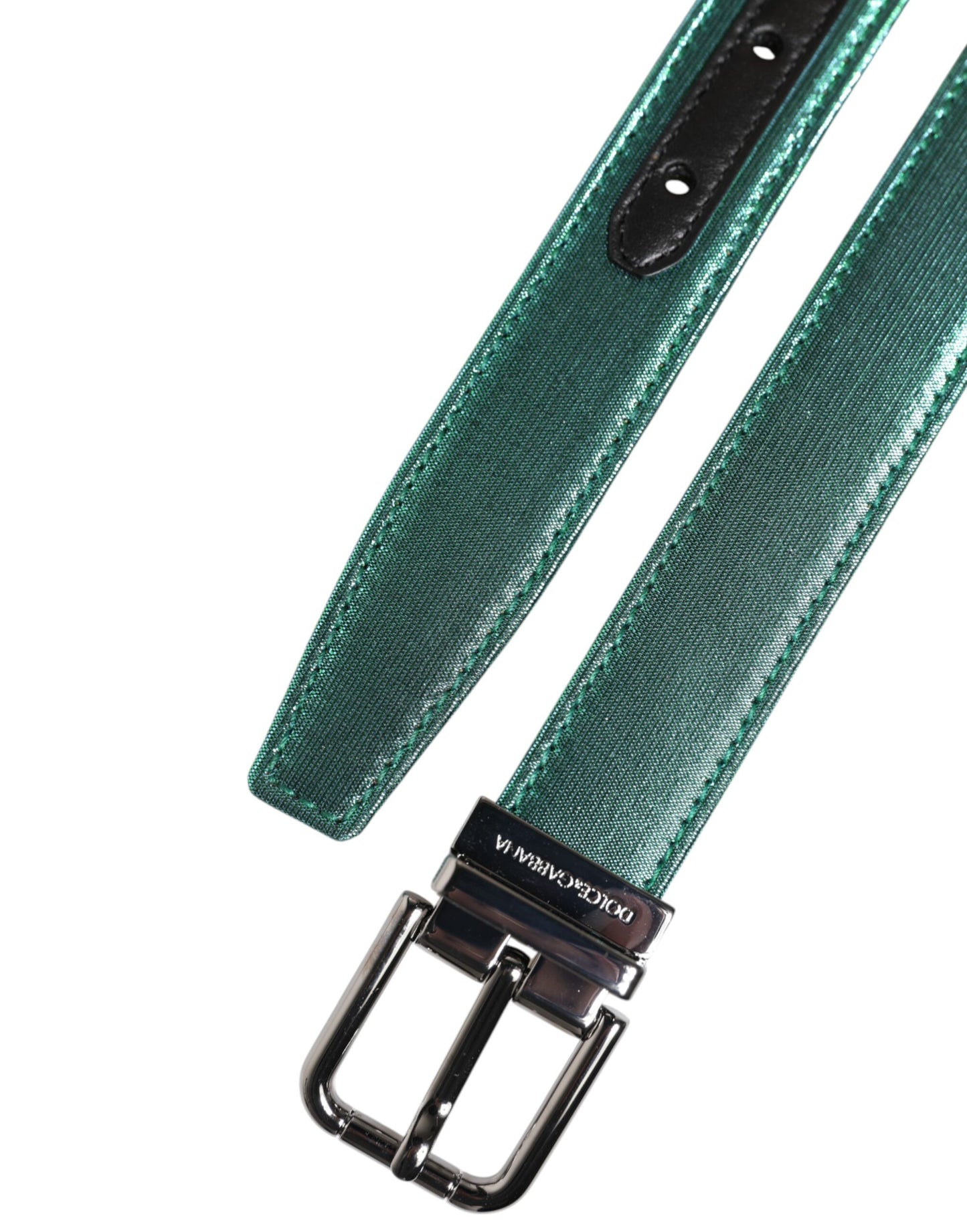 Green Black Polyester Metal Buckle Belt-Dolce & Gabbana-LabelTerrace.com