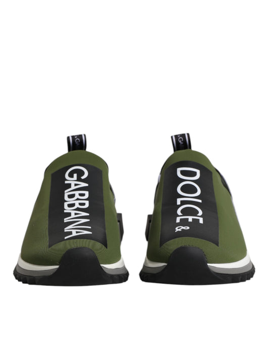 Green Black Slip On Sorrento Sneakers Shoes-Dolce & Gabbana-LabelTerrace.com