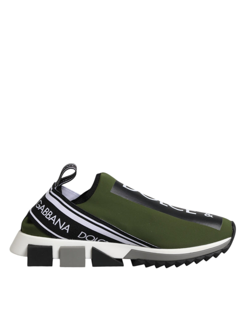 Green Black Slip On Sorrento Sneakers Shoes-Dolce & Gabbana-LabelTerrace.com