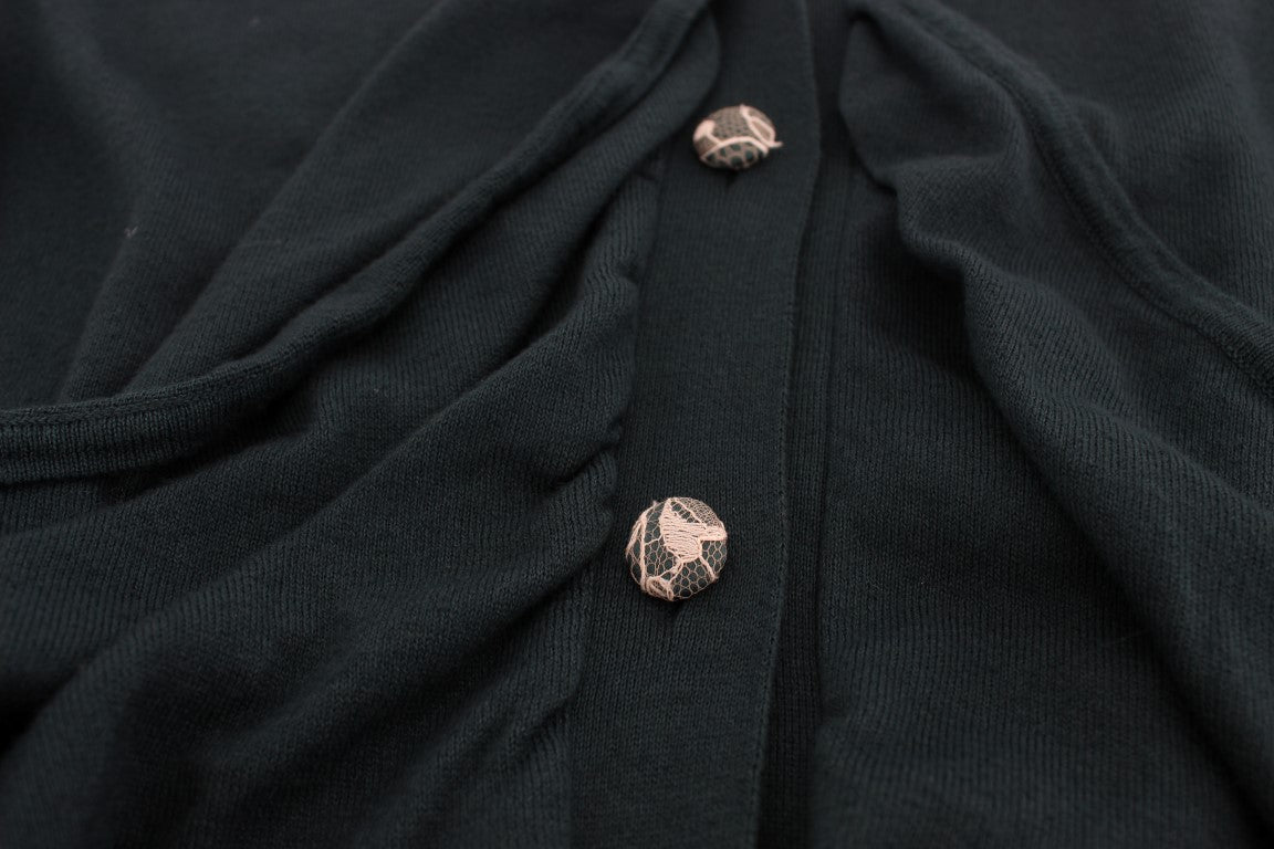 Green Button Down Cardigan Sweater-PINK MEMORIES-LabelTerrace.com