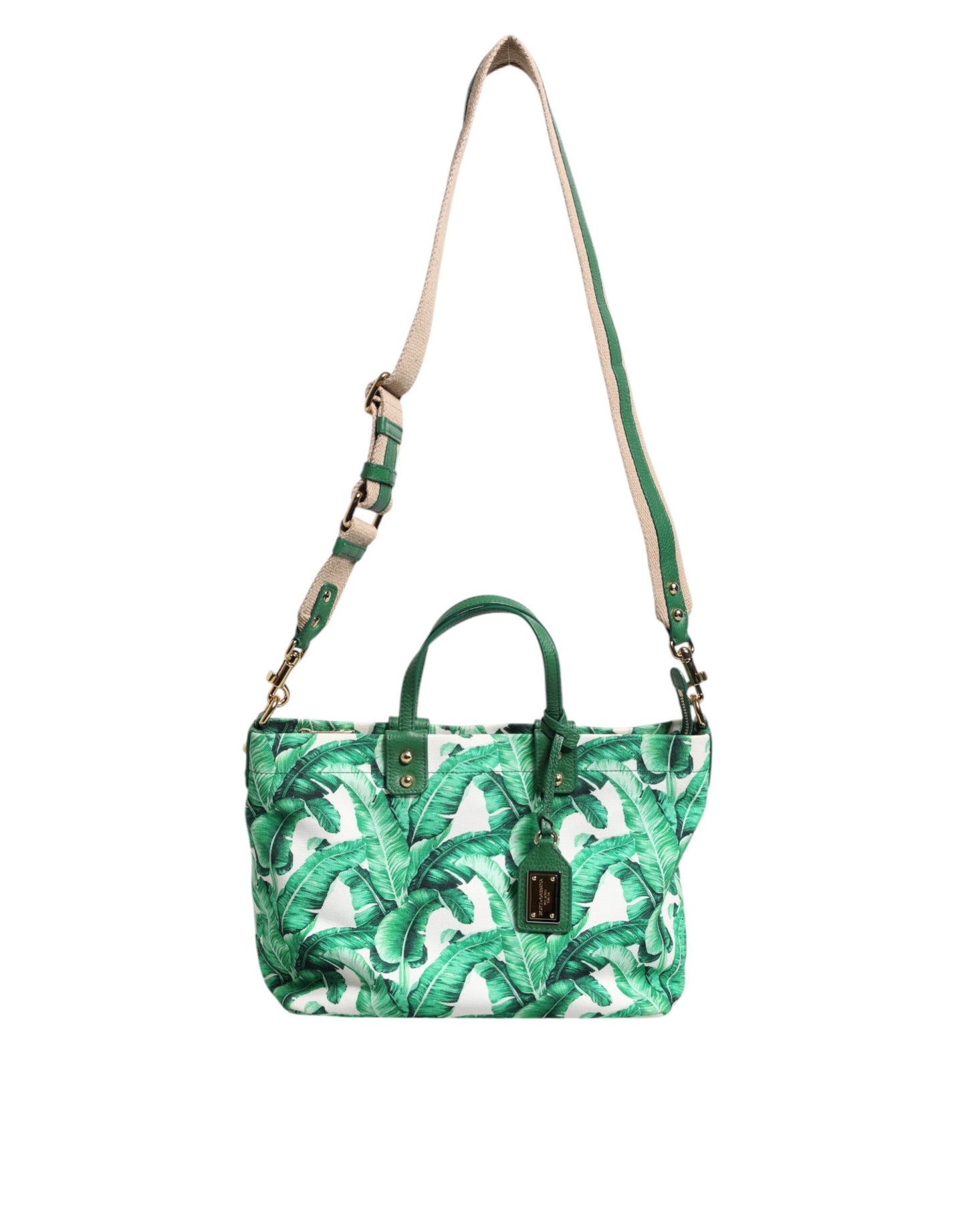 Green Canvas Botanical Garden Women Tote Bag-Dolce & Gabbana-LabelTerrace.com