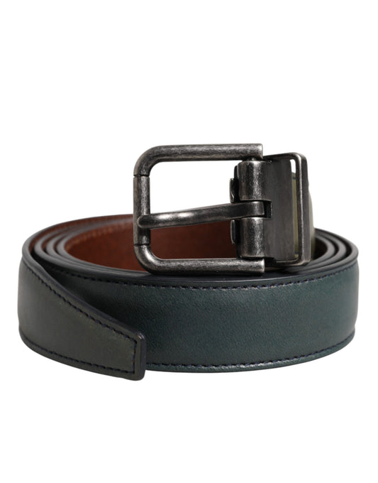 Green Classic Leather Metal Buckle Belt-Dolce & Gabbana-LabelTerrace.com