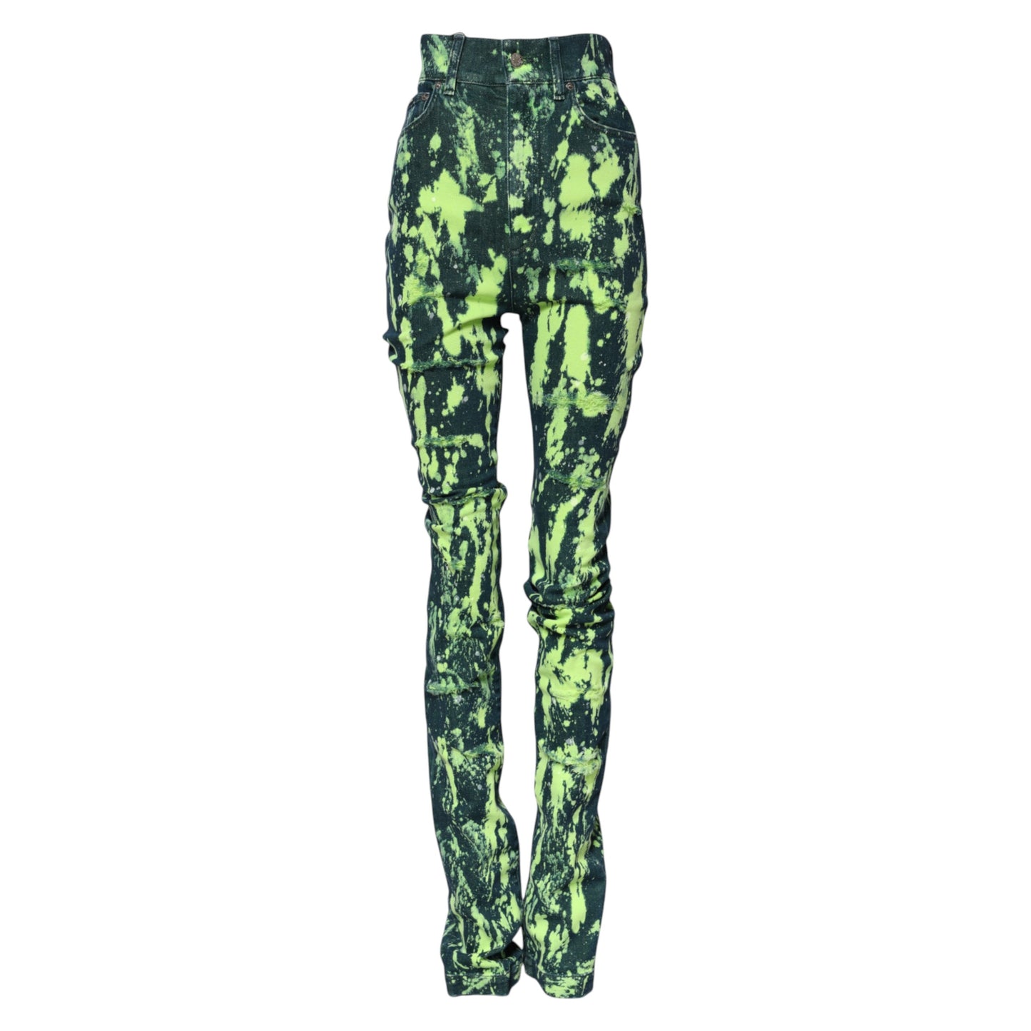 Green Color Splash High Waist Denim Jeans-Dolce & Gabbana-LabelTerrace.com