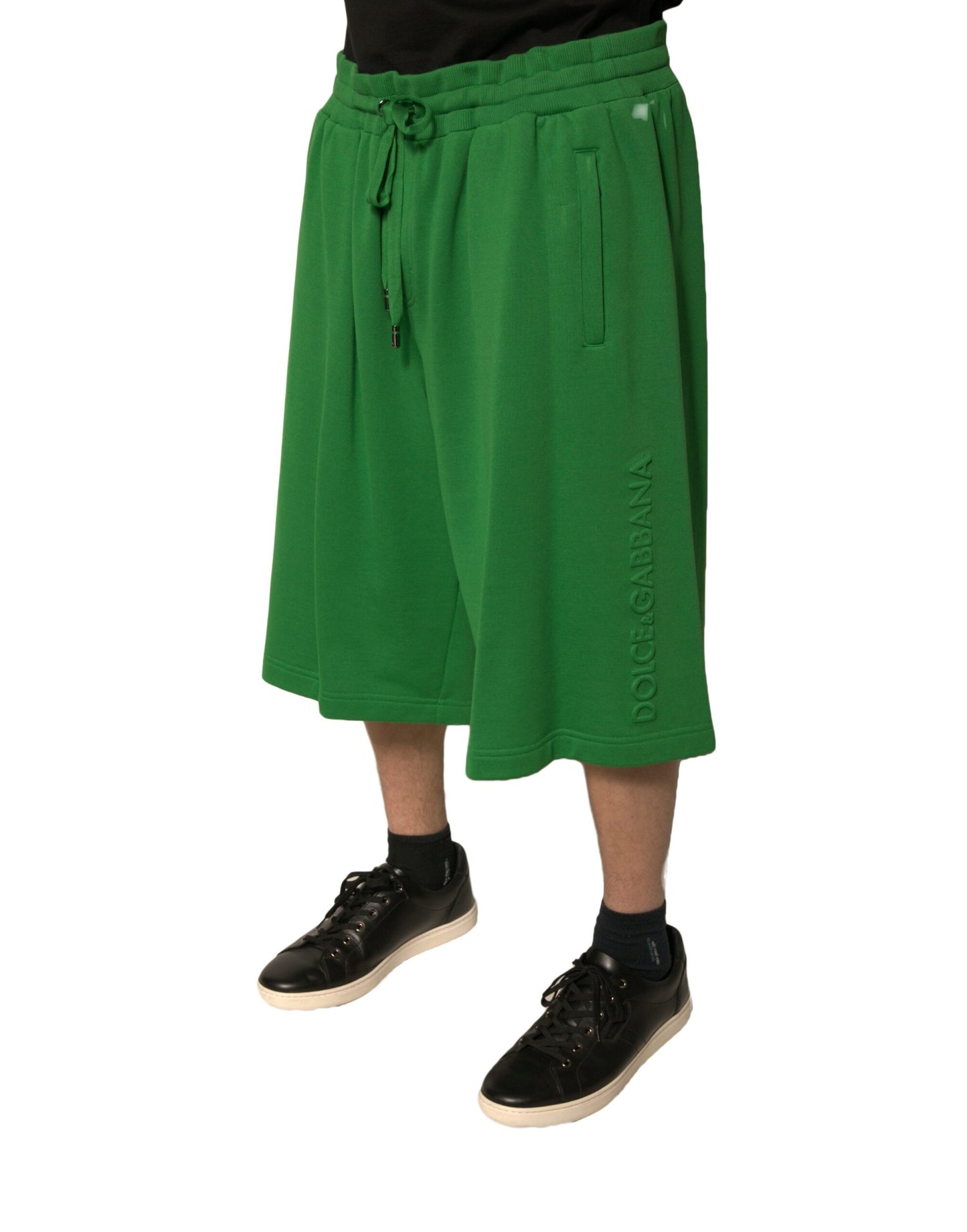 Green Cotton Blend Men Bermuda Shorts-Dolce & Gabbana-LabelTerrace.com