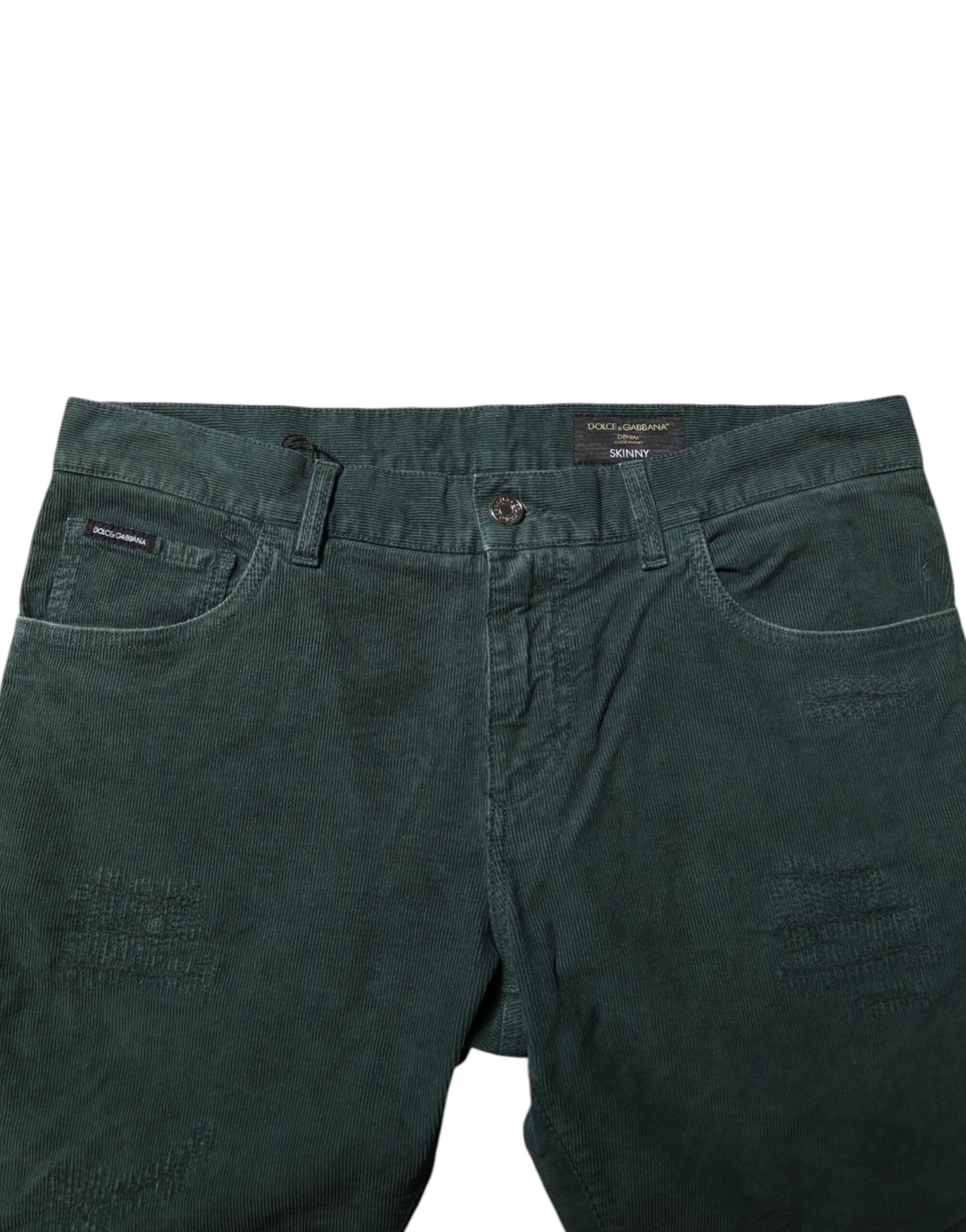 Green Cotton Corduroy Skinny Pants-Dolce & Gabbana-LabelTerrace.com