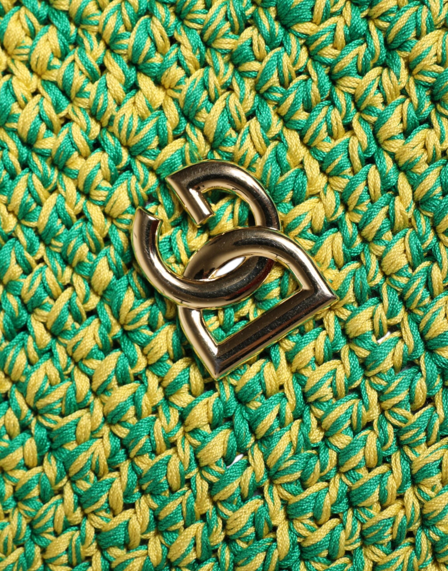 Green Cotton Crochet DG Logo Bucket Hat-Dolce & Gabbana-LabelTerrace.com