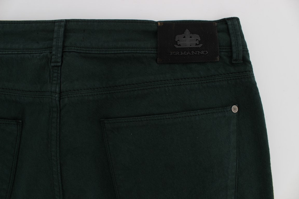 Green Cotton Denim Stretch Straight Fit Jeans-Ermanno Scervino-LabelTerrace.com