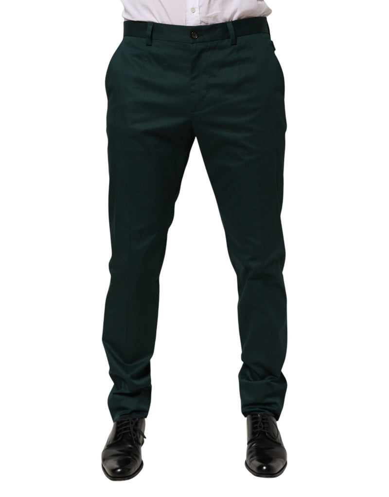 Green Cotton Formal Dress Men Trouser Pants-Dolce & Gabbana-LabelTerrace.com