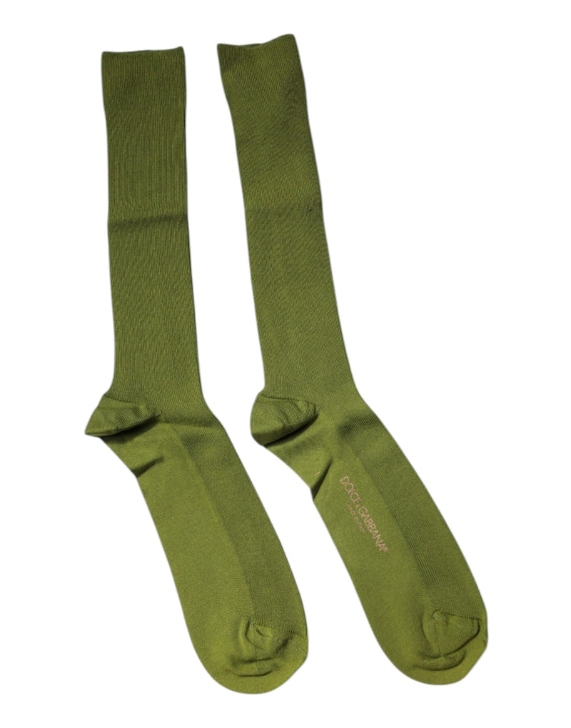 Green Cotton Logo Over The Calf Socks-Dolce & Gabbana-LabelTerrace.com