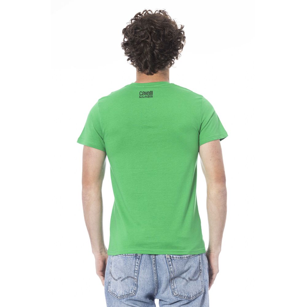 Green Cotton Men T-Shirt-Cavalli Class-LabelTerrace.com