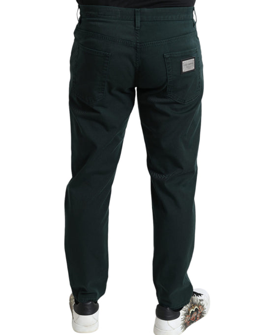 Green Cotton Stretch Skinny Men Denim Jeans-Dolce & Gabbana-LabelTerrace.com