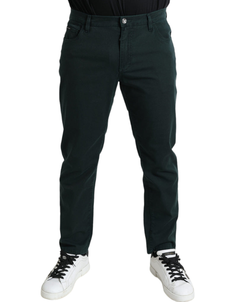 Green Cotton Stretch Skinny Men Denim Jeans-Dolce & Gabbana-LabelTerrace.com