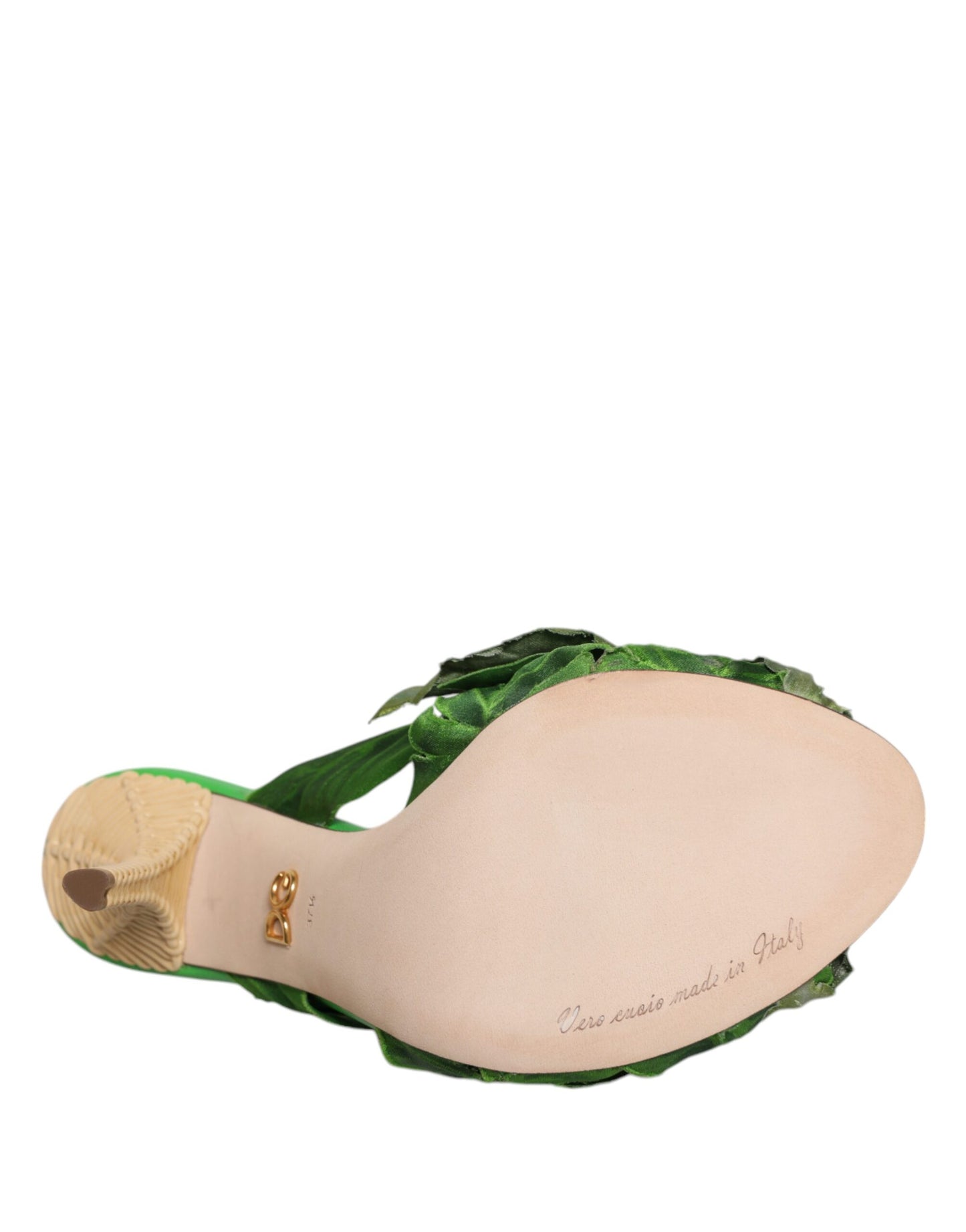 Green Crystal Slides KEIRA Sandal Shoes-Dolce & Gabbana-LabelTerrace.com