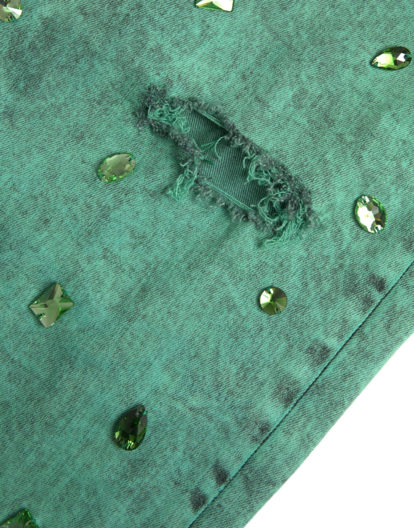 Green Crystals Cotton Stretch Slim Jeans-Dolce & Gabbana-LabelTerrace.com