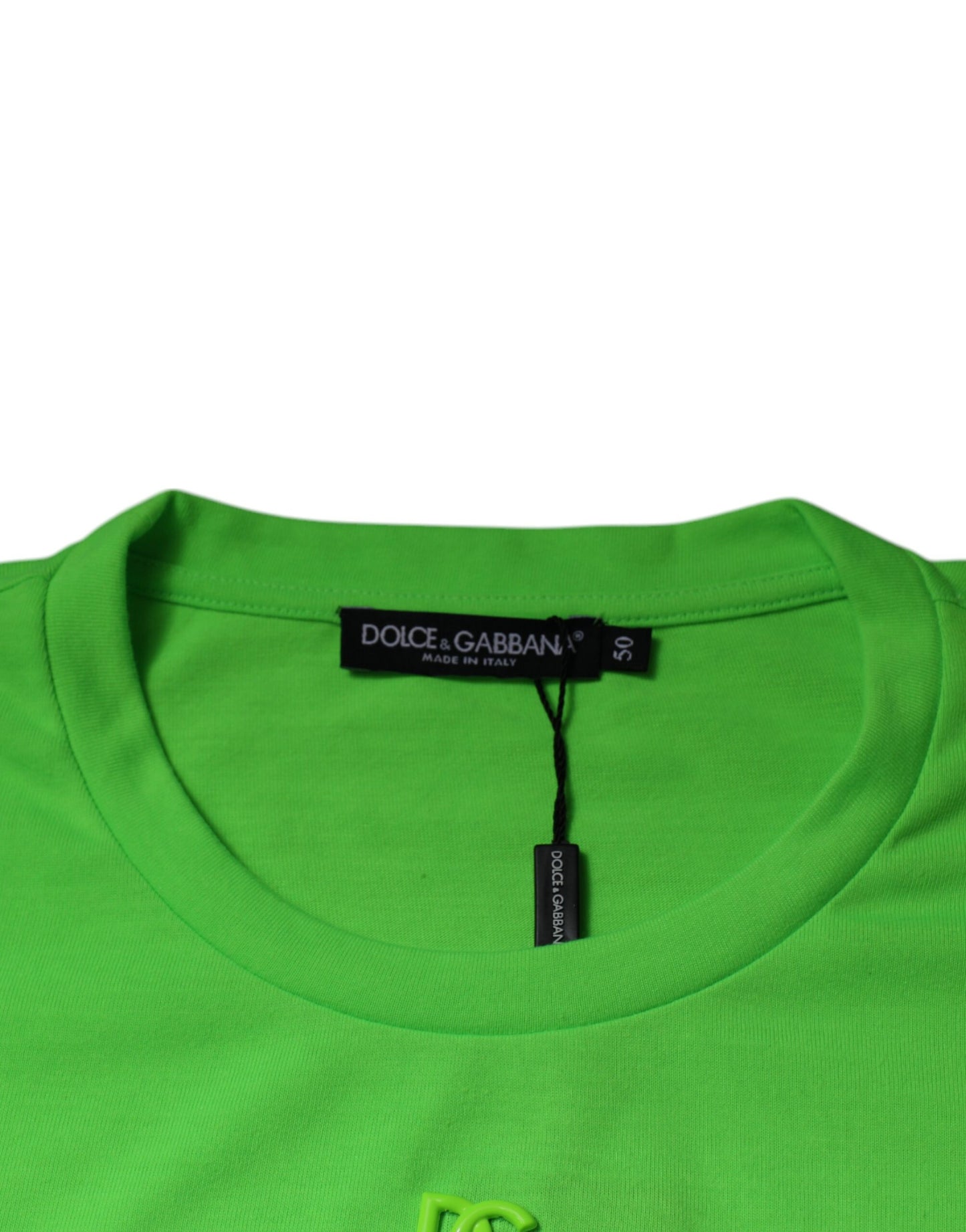 Green DG Logo Cotton Crew Neck T-shirt-Dolce & Gabbana-LabelTerrace.com